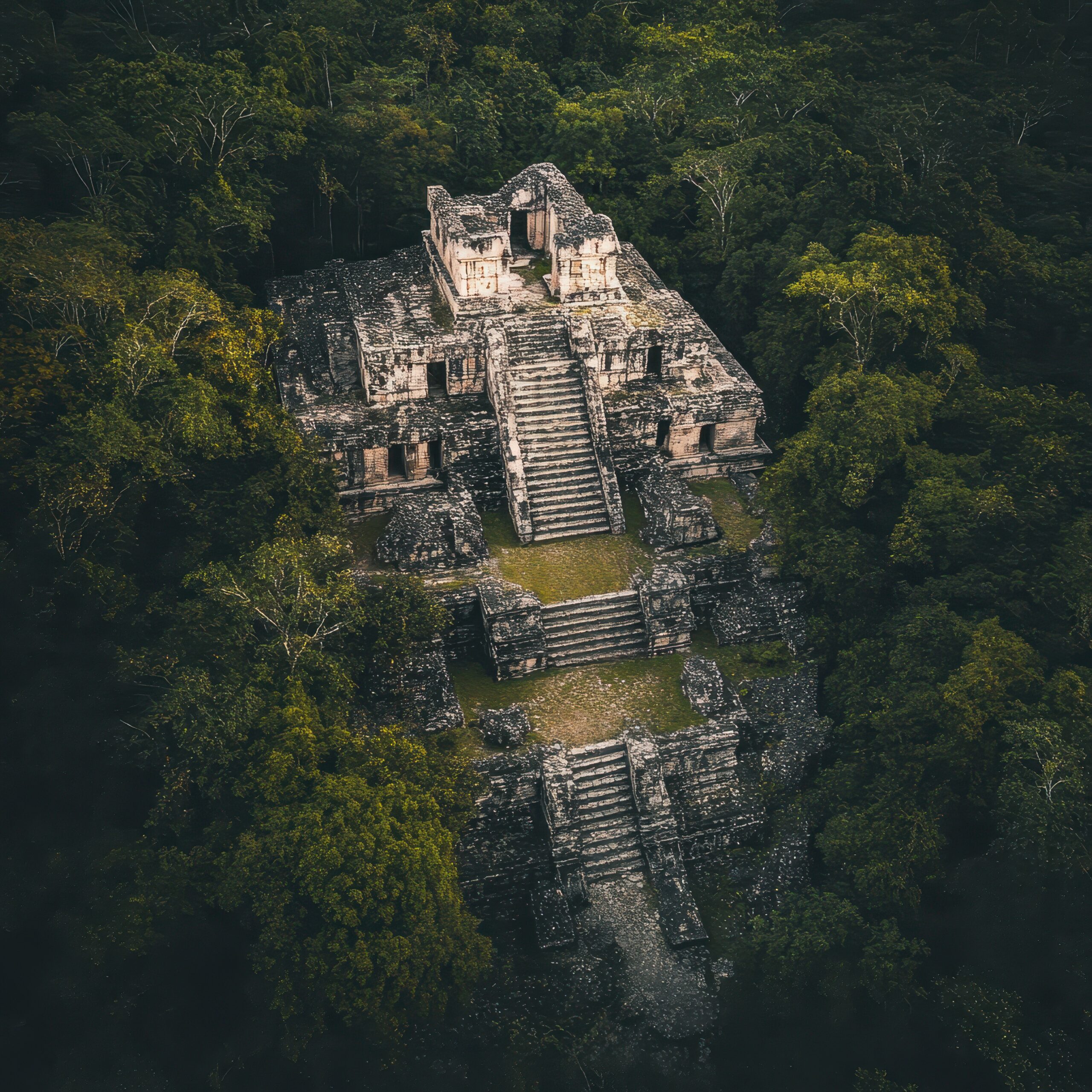 Destinos aerial view ancient mayan ruins jungle