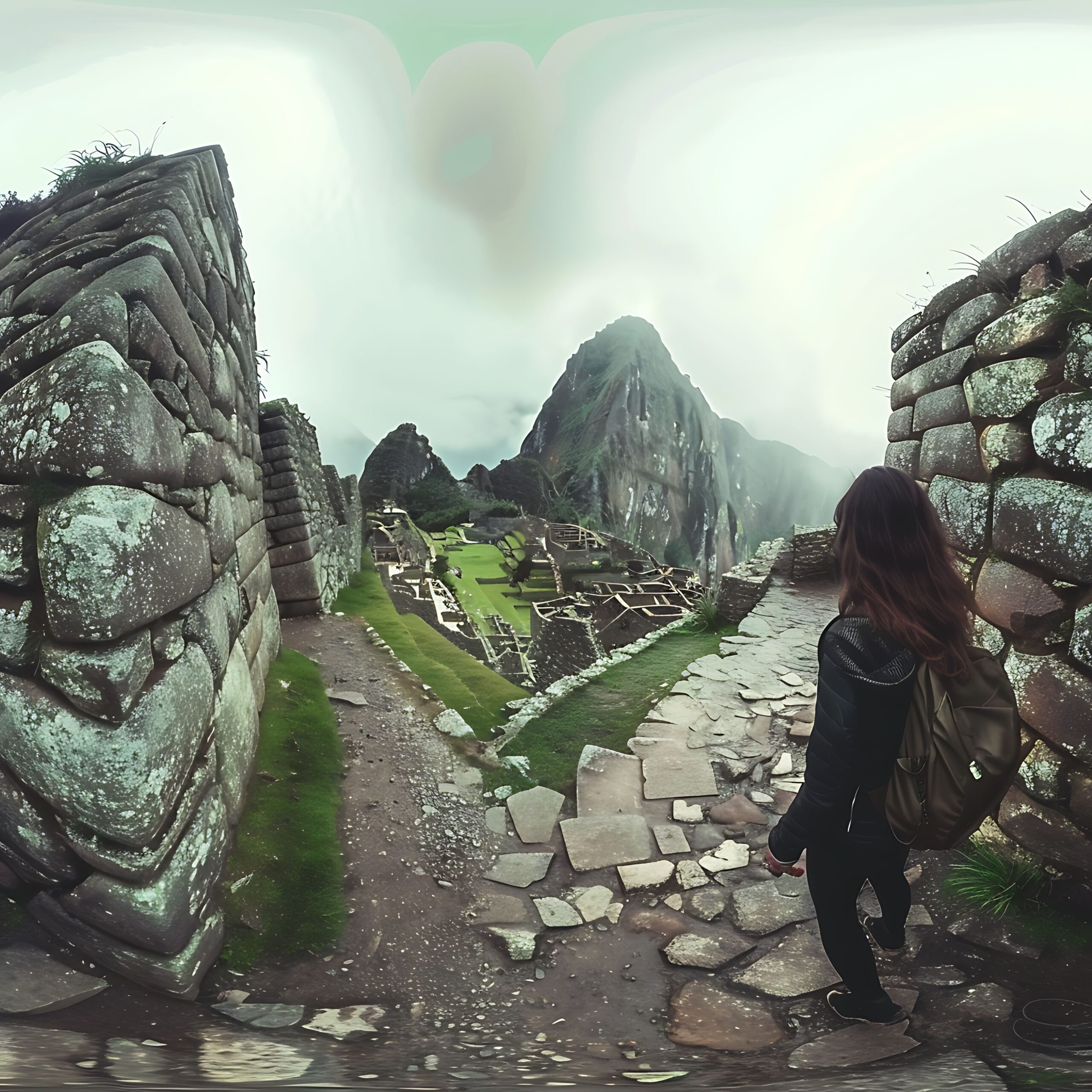Destinos ancient inca trail with stone ruins peruvian student explori children way future photo