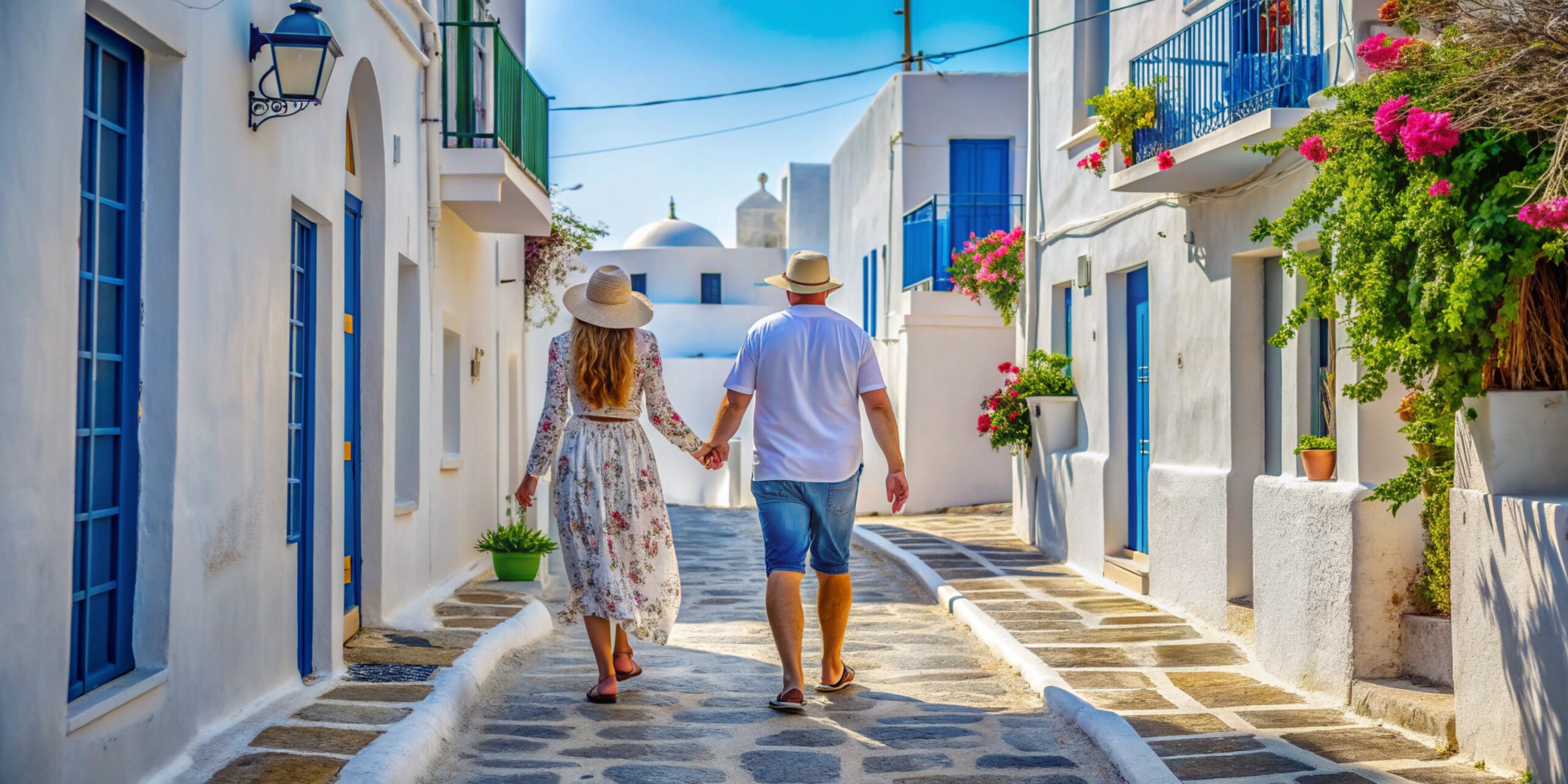 Inicio anonymous couple walking paros village greece