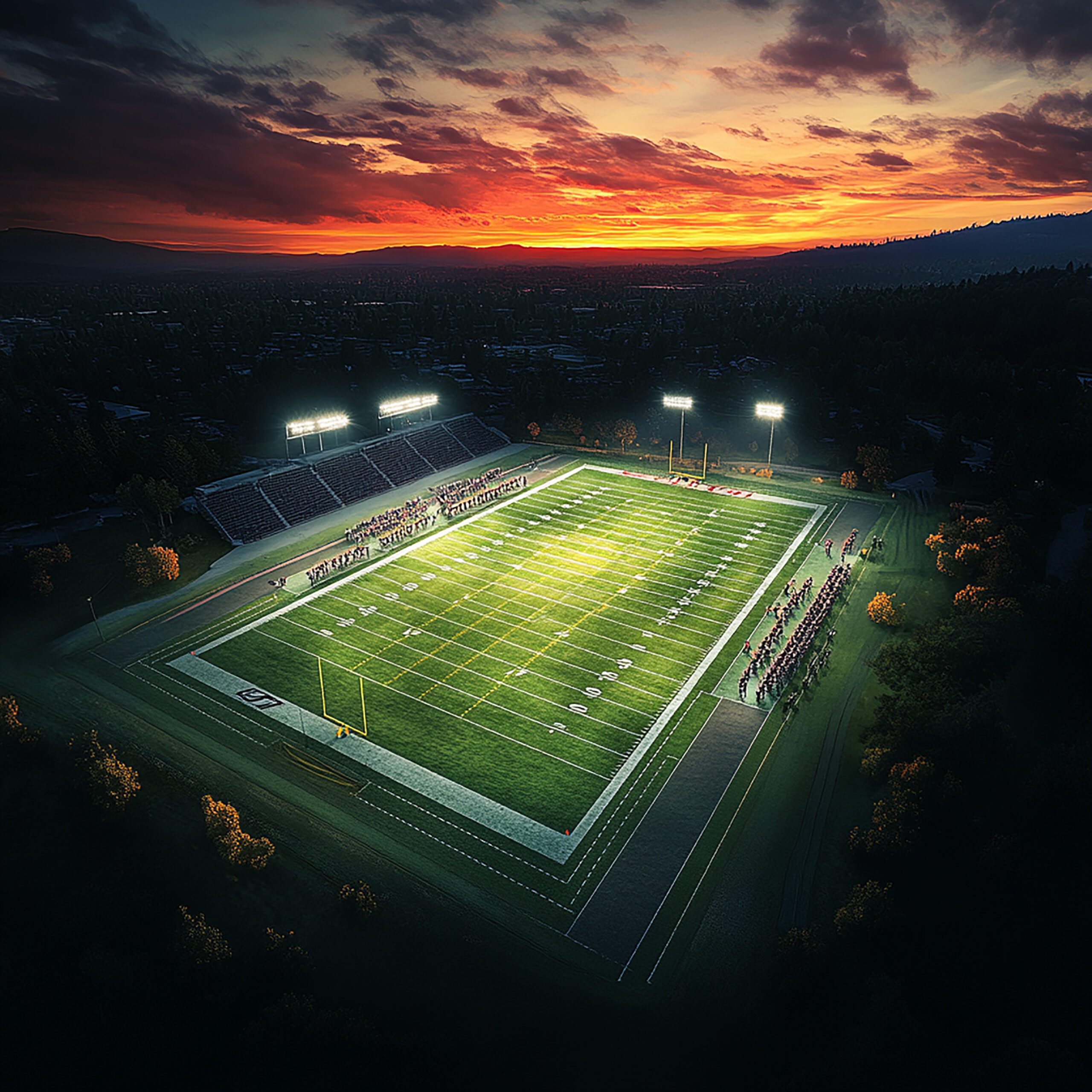 Destinos quotaerial view football field practicequot